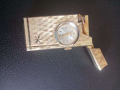 Vintage 1950s Foska Lighter with Bucherer 17 Jewel Watch Novelty Cigarette Lighter Lighter Swiss