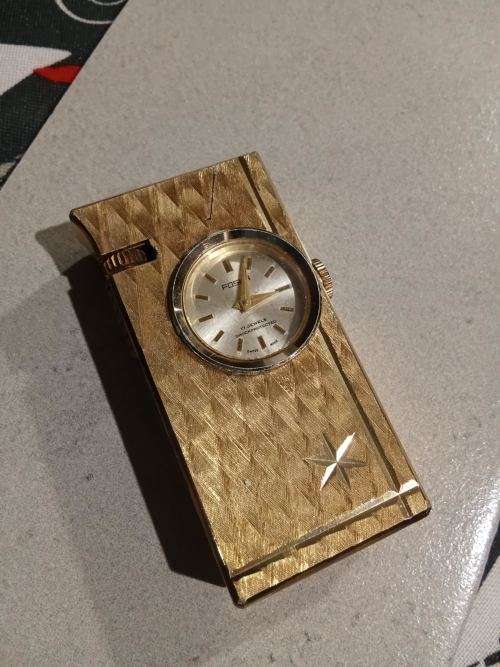 Vintage 1950s Foska Lighter with Bucherer 17 Jewel Watch Novelty Cigarette Lighter Lighter Swiss