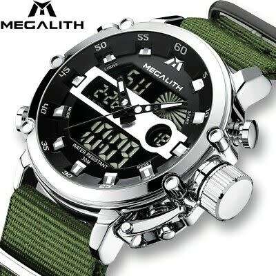 MEGALITH New Quartz Men Watches Waterproof Sport luxury Luminous Dual Display