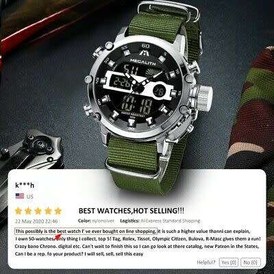 MEGALITH New Quartz Men Watches Waterproof Sport luxury Luminous Dual Display