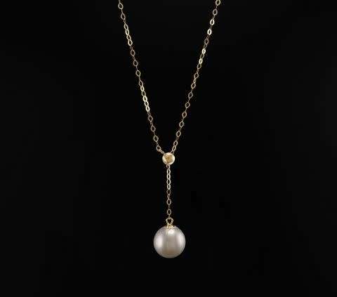 Gnuine 18k yellow gold chain with natural pearl necklace AU750 yellow gold with freshwater peal neck