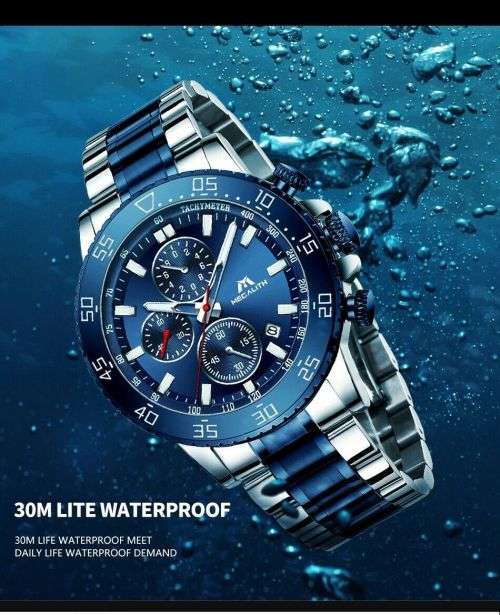 Megalith Relojes Hombre Original Design Luxury Brand Male Chronograph Wristwatch Calendar Men Busine