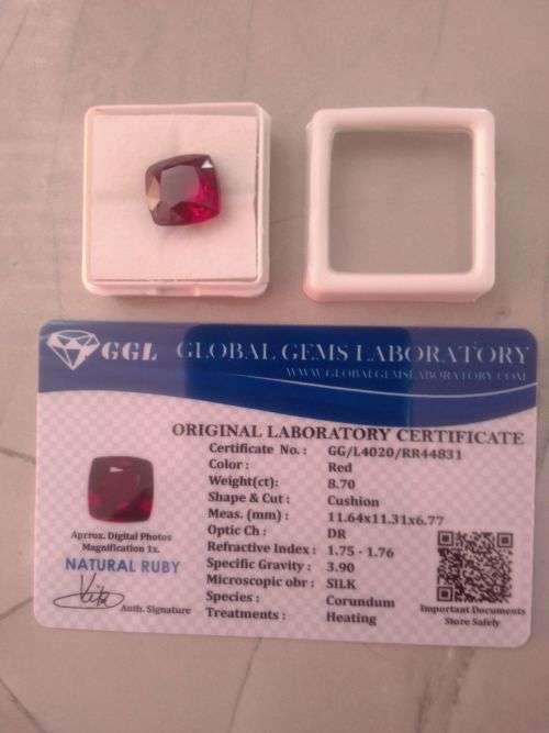 `2 PIECES` Natural Ruby Loose Gemstone Cushion cut 8 to 10 Ct Certified Pair
