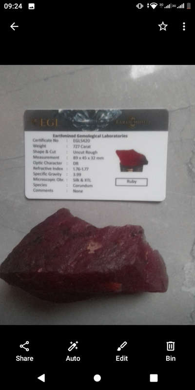 Natural 727 Ct EGL Certified Rare Africa Red Ruby Uncut Rough Gemstone