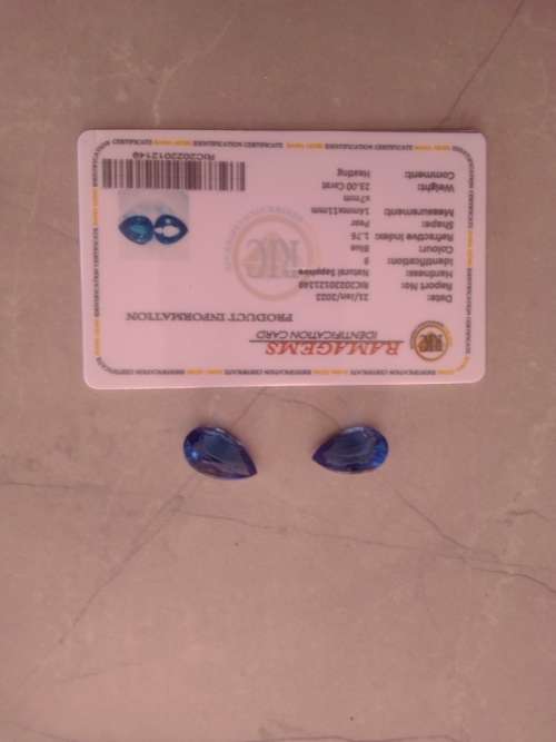 Natural Sapphire Loose Gemstone 10 Ct Certified Pear Shape Blue Ceylon Pair