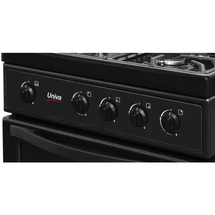 Univa 4 Burner Gas Stove Black 600mm UG016BI