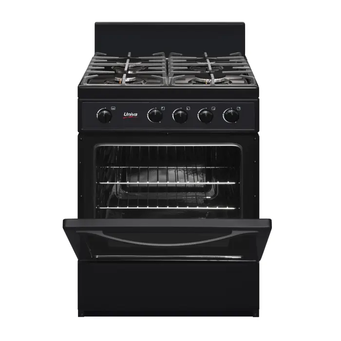 Univa 4 Burner Gas Stove Black 600mm UG016BI
