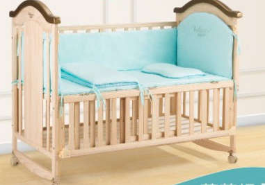 BELECOO SOLID NATURAL WOOD BABY BED BABY CRIB