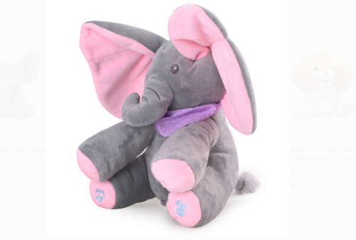 Plush Toy peek-a-boo Musical Elephant, Baby Children Stuffed Animated Flappy Plush Elephant Cute Dol