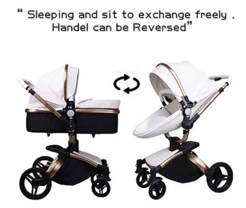 3 in 1 baby pram/ stroller white color high quality  baby strollers 2 in 1 leather stroller