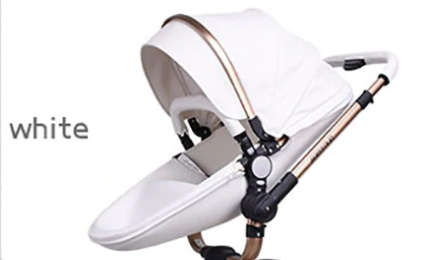 3 in 1 baby pram/ stroller white color high quality  baby strollers 2 in 1 leather stroller