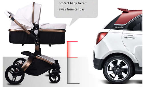 3 in 1 baby pram/ stroller white color high quality  baby strollers 2 in 1 leather stroller