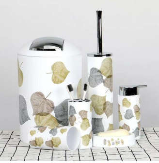 Sanitary Ware's Window Bath Series Bathroom Accessories Set Of 6 - White Big Fower Print