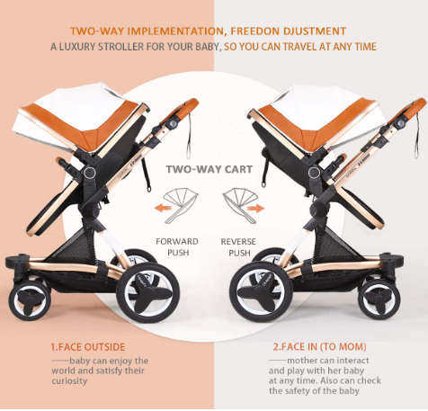 Bassinet Baby Stroller/ Pram Reversible All Terrain - Belecoo  X6 PU Leather Strollers for Infant