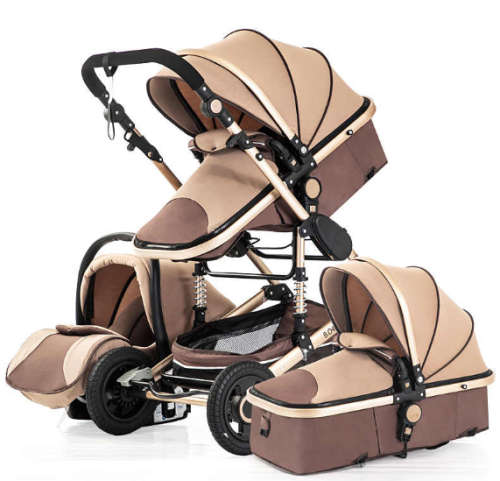 Brand New 2019 Baby Pram / Stroller - 3 Function Foldable with Car Seat- Khaki