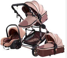 New 3 in 1 Belecoo Stroller  with Car Seat- Khaki Chocolate
