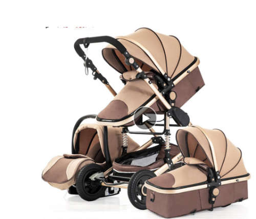 New 3 in 1 Belecoo Stroller  with Car Seat- Khaki Chocolate