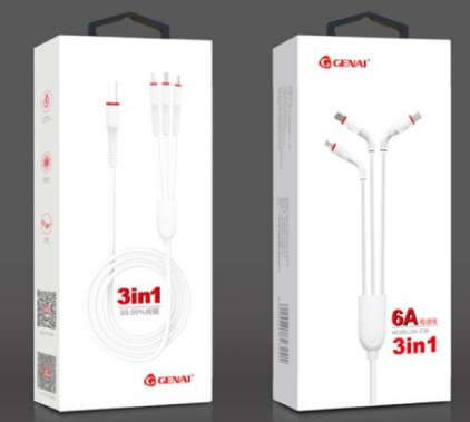 GENAI - 3in1 Android Apple iPhone fast charging cable data cable GN-1S551W