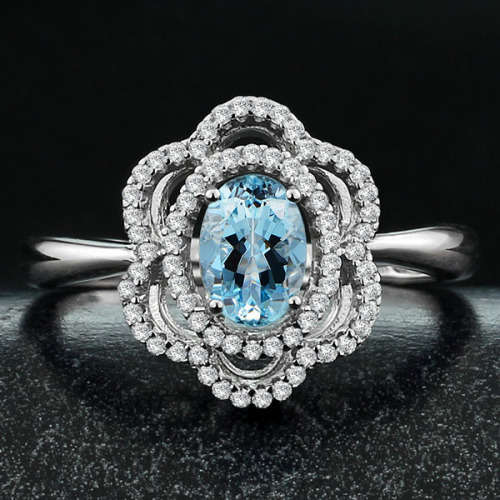 ERV R2050- Genuine Blue Topaz Gemstone set in SOLID 925 STERLING SILVER