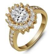 BRAND NEW Gold Plated Simulated Diamond Ladies Ring. Size 7 / N+ / 17.3mm