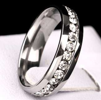 316L Stainless Steel 5mm Eternity CZ Wedding Band Ring. Size 11 / V-W
