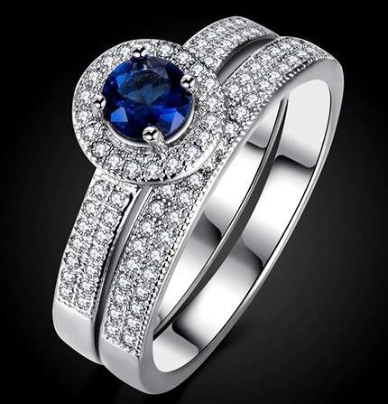 Enchanting! 0.71ct Cr.Sapphire and Diamond Accents Engagement Ring - Size 8 / Q / 18mm