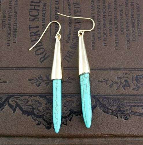 18kgp Yellow Gold Turquoise Drop Earrings