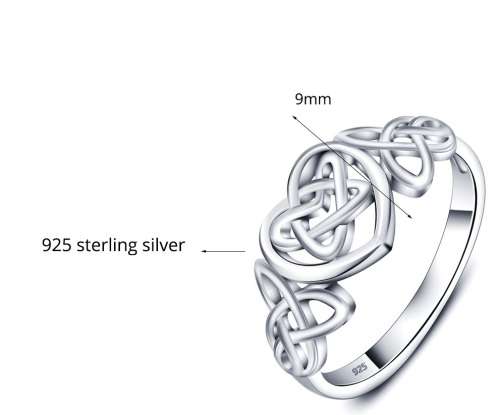 LATE ENTRY: CELTIC KNOT HEART 925 SOLID STERLING SILVER RING SIZE 8 / Q