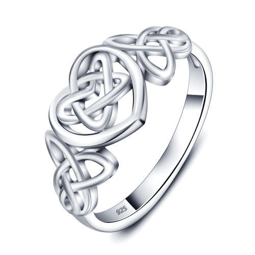 LATE ENTRY: CELTIC KNOT HEART 925 SOLID STERLING SILVER RING SIZE 8 / Q