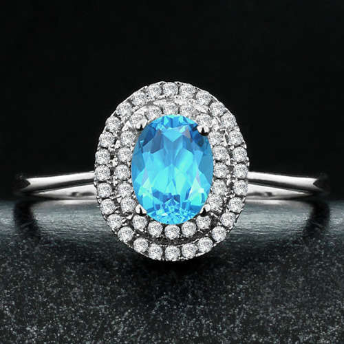ERV R1700- Genuine Blue Topaz Gemstone set in SOLID 925 STERLING SILVER