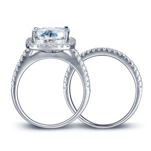 BREATHTAKING!!! 4.53ct CUSHION CUT HALO ENGAGEMENT RING SET. Ring size: 6 / L+ / 16.3mm