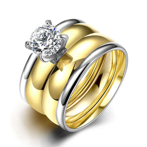 1.00ct White Zircon Engagement Ring and Wedding Band Set - Size 9 / R+ / 19.0mm