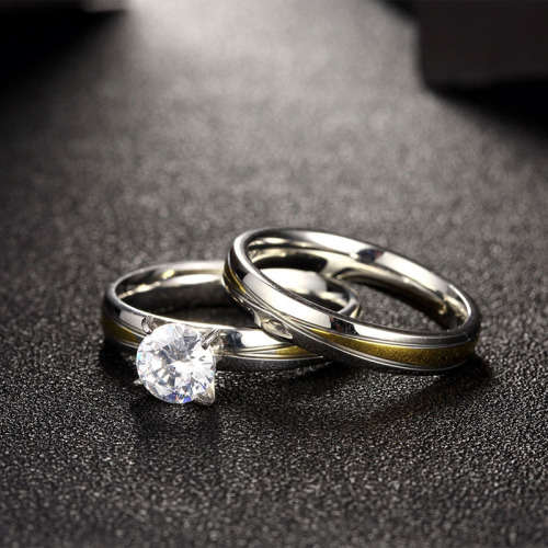 1.00ct White Zircon Engagement Ring and Wedding Band Set - Size 9 / R+ / 19.0mm