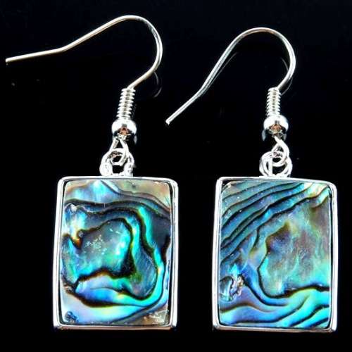 Gorgeous! Large Abalone Seashell Drop Dangle Earrings