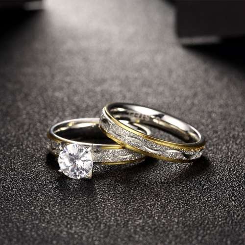 1.00ct White Zircon Engagement Ring and Wedding Band Set - Size 6 / M / 16.3mm