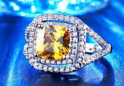 UNBELIEVABLE!! 3.87ct Canary Yellow and Sparkling White Cubic Zirconia Ring. Size 7 / O