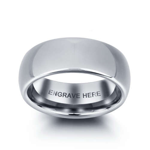 *R1599* ENGRAVED "FOREVER" - HEAVY TUNGSTEN 8MM MENS WEDDING BAND. RING SIZE 10 / T+