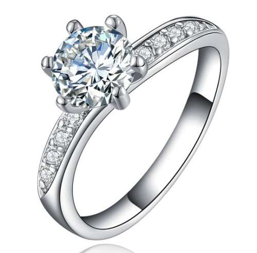 GORGEOUS!! Sparkling 1.46ct Cr.Diamond and Accents Engagement Ring - Size 8 / Q