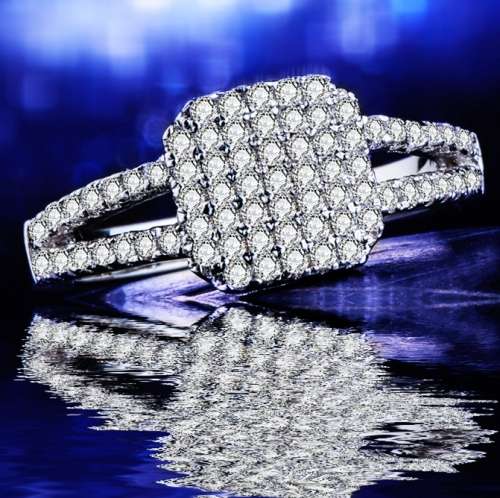 BREATHTAKING! MICRO PAVE 0.77CT CR.DIAMOND ENGAGEMENT RING - Size 8/Q