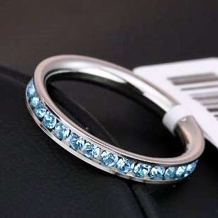 316L Stainless Steel eternity band with BLUE cubic zirconia stones. - Size 5 / K / 16mm