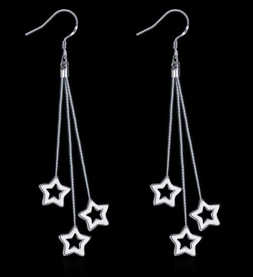 DANGLE STARS EARRINGS 925 SILVER FILLED
