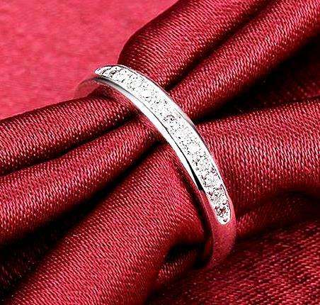 PERFECT! SEMI-ETERNITY RING S925 SILVER - SIZE 7 / O / 17.3mm diameter