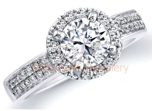 BREATHTAKING! 0.84ct Cr.Diamond and Accents Halo Engagement Ring - Size 9 / R+/ 19mm