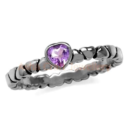 ~~*STER-LING-SIL-VER*~~ Genuine, REAL, Solid, 925 Sterling Silver Ring, Genuine Amethyst. Size 4/H