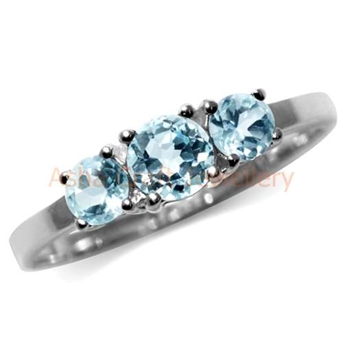 Genuine 925 Sterling Silver, 1.27ct. Genuine Blue Topaz. Size 10 / U