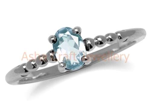 GORGEOUS!!!  Genuine 0.43ct Blue Topaz Real 925 Sterling Silver Ring. - Size 7 / O