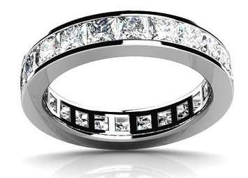 LUXURY 4.20CT. SIM DIAMOND S925 SILVER PRINCESS CUT FULL ETERNITY WEDDING RING