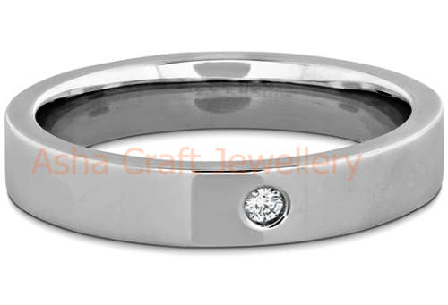 MODERN FASHION! 3.5MM Solitaire 316L Stainless Steel Wedding Band. Ring size 8 / Q