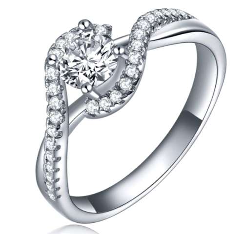 STUNNING!! Designer Swirl Sparkling 1.16ct Cr.Diamond Engagement Ring. Size 7 / N+