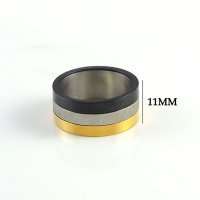 Asha Craft: Solid 316L Stainless Steel Black, Silver, Gold Designer Band. Ring size 11 / V+